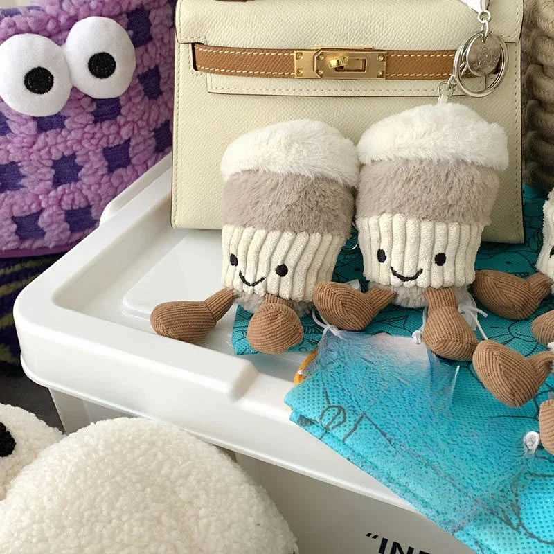 Label Jelly Cat Plush Toy Coffee Cup Keychain Pendant Cute Accommodation Bag Filled Holiday Gift Jelly Cat Animal W250411