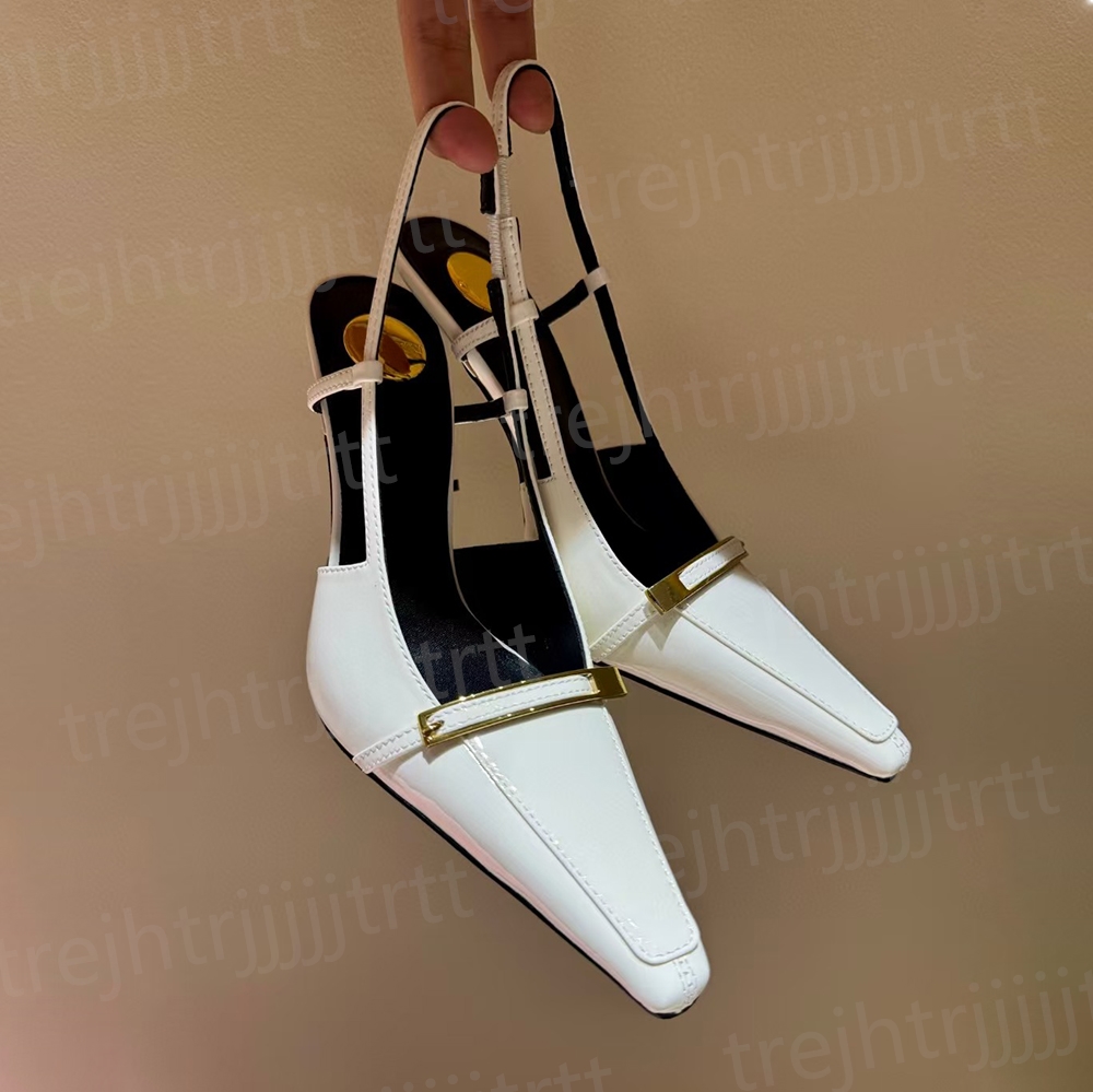 Elegant Womens Stiletto Heel sandals Patent Leather Pointed Toes Slingbacks Dress Shoes party evenings shoes Luxury designer high shoes Sizes 35-40 wi