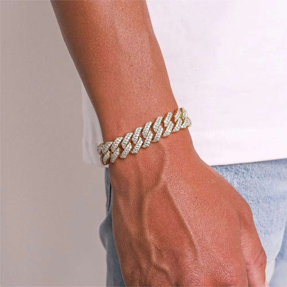 13MM VVS Moissanite Cuban Bracelet 925 Sterling Silver Hiphop Iced Out Dazzling Moissanite Cuban Bracelet