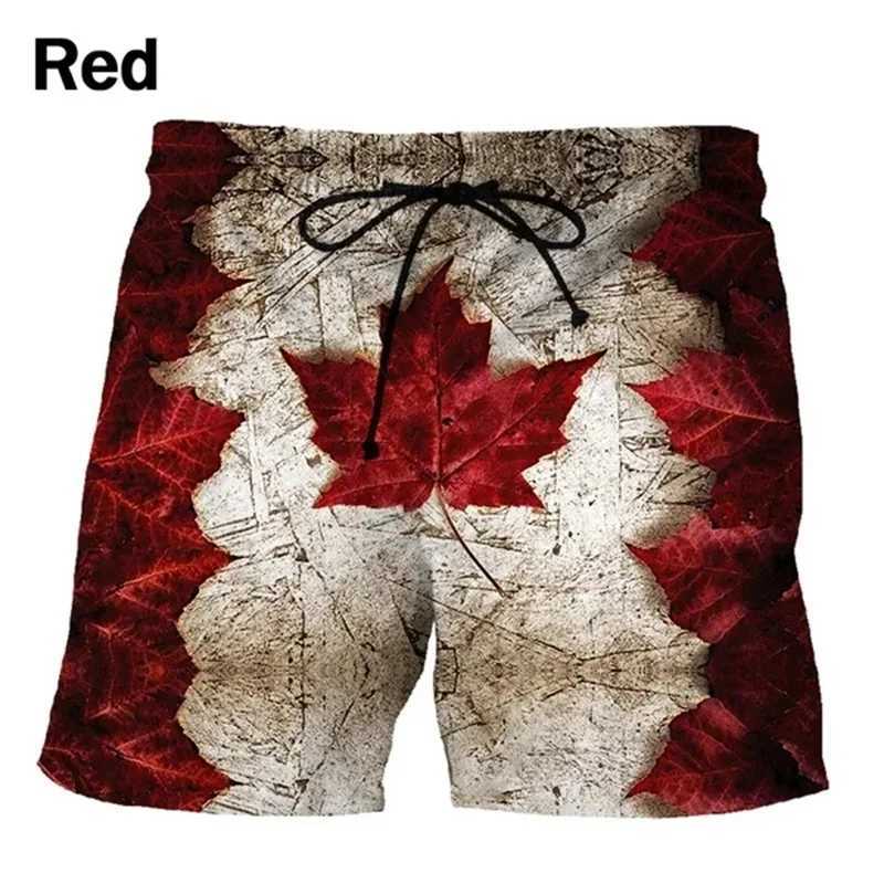 Summer leisure vacation beach shorts 3D printed Canadian flag graphic surfboard shorts mens swimming truss beach suitW250410