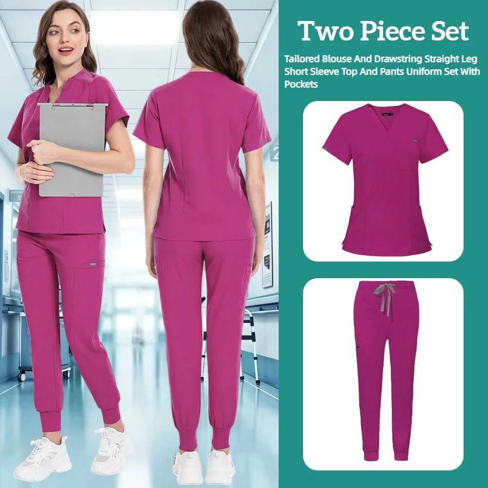 Multi color washer uniform short slip top+pants care uniform female pet store doctor scrub medical surgery work suit scrub set X250410