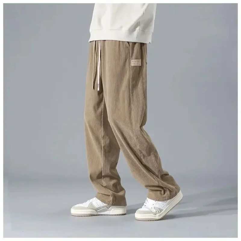 2024 Japanese Retro Corduroy Mens Casual Pants Spring and Autumn Straight Leg Work Clothes Trouser Style Fashion Brand Sports PantsXJ250410