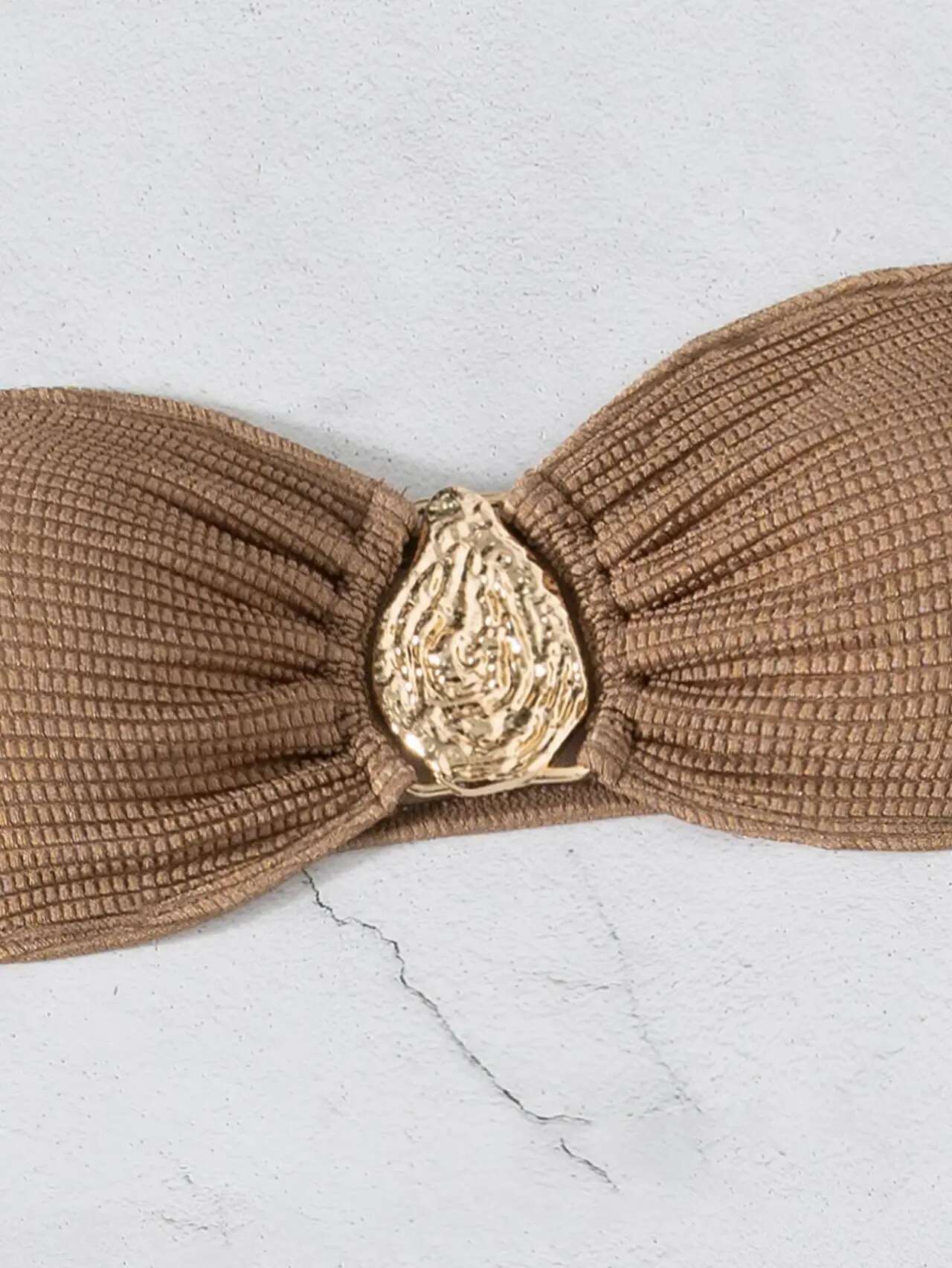 Sexy Bandeau Bikini Women Coffee Metal Water Droplet Ornament Push Up Mesh Skirt 3 Piece Swimsuit Beach Bathing Suit Swimwear