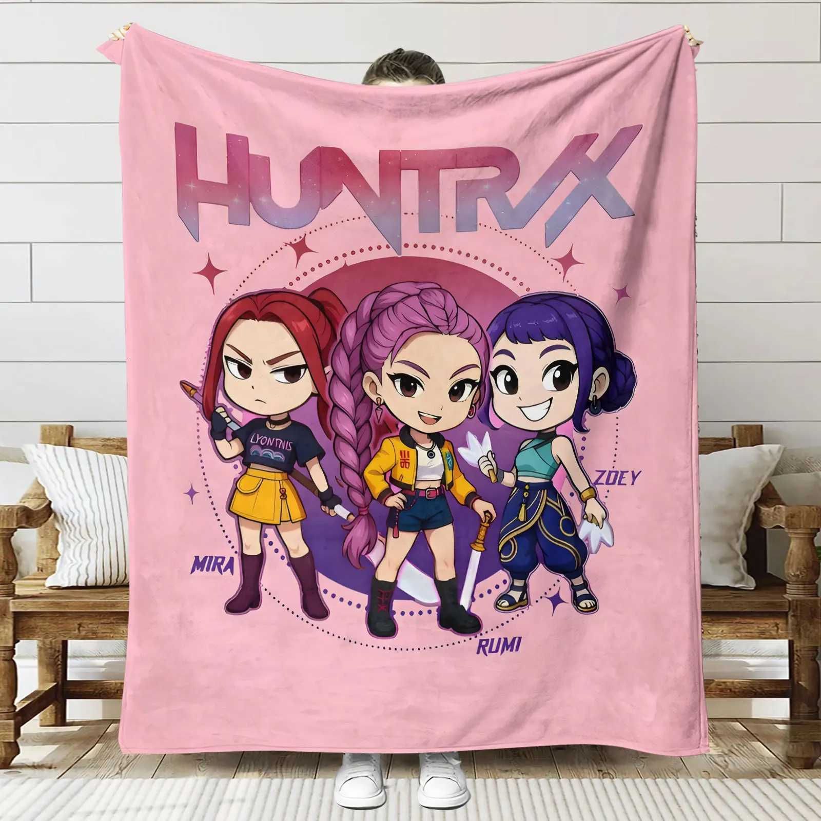 Blanket K-POP Demon-Hunters Blanket s For Office Home Camping Nap Leisure Sofa Blanket s Warm Birthday Gifts For Girls Huntrix Blanket s C251111