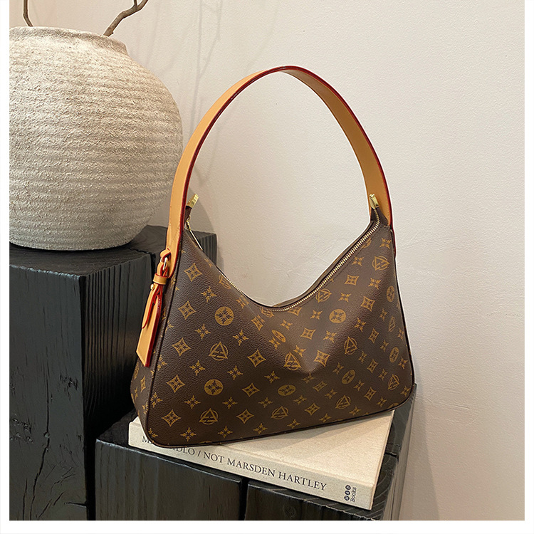 Old flower European and American fashion women's printed tote bag shoulder bag casual large capacity commuting armpit bag