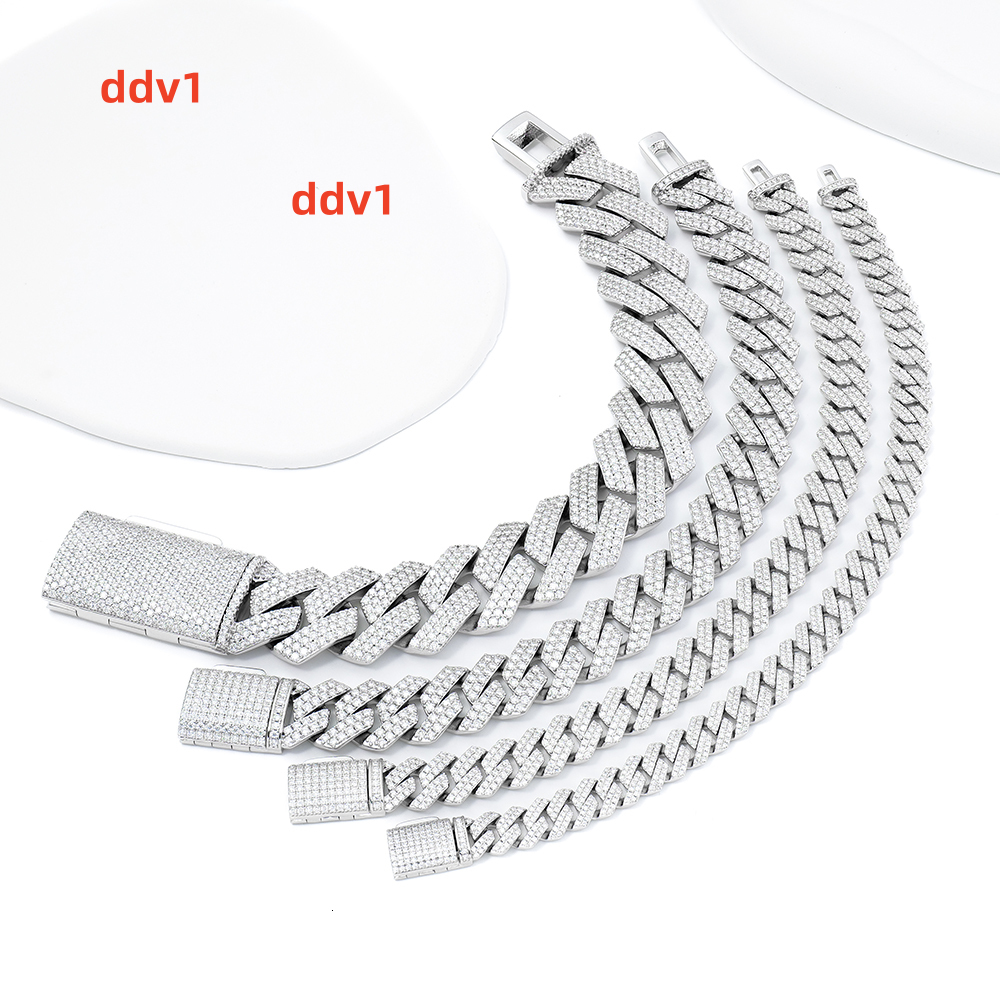 925 Silver Jewelry 8MM Iced Hip Hop Jewelry VVS Moissanite Cuban Link Bracelet for Men