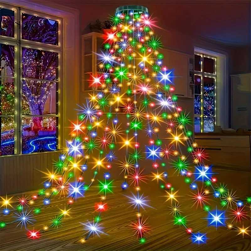 Christmas Christmas Tree Waterfall Lights-400/320High-Brightness LEDsUSBRemote Control8Lighting Modes Indoor/Outdoor Christmas TreeDeco Y251111