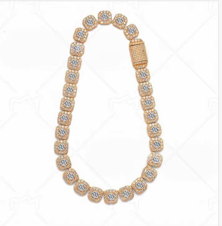 14mm 2ct D VVS1 Grade Big Moissanite Tennis Chain Necklace Iced Mossanite Jewelry