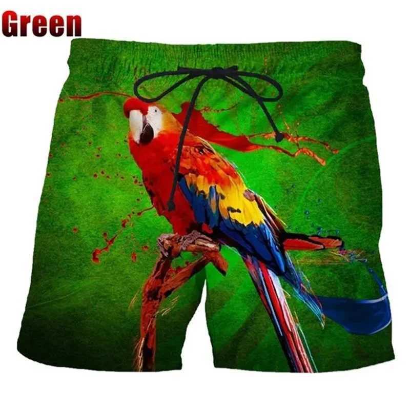 Fashionable Macaw Beach Shorts Mens Cool 3D Printed Macaw Palm Flower Board Shorts Swimwear Fun Childrens Ice ShortsW250410