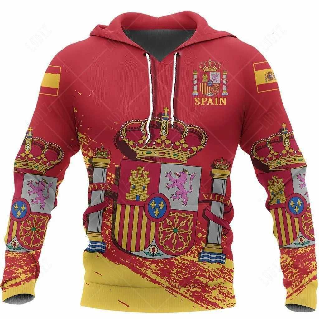 New Skull Hoodies Mens Hoodie 3D Print Spain Flag Tops Autumn Streetwear Hooded Hoodie M251111