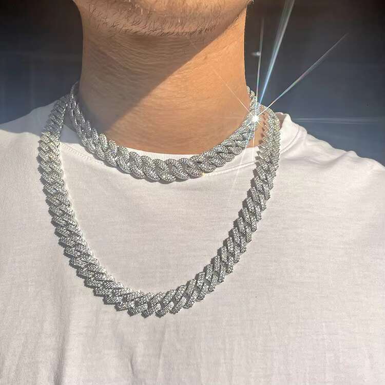 Best Seller Bling Iced Out 16mm Mens Miami Cuban Necklace 925 Sterling Silver Moissanite Diamond Jewelry Cuban Chain
