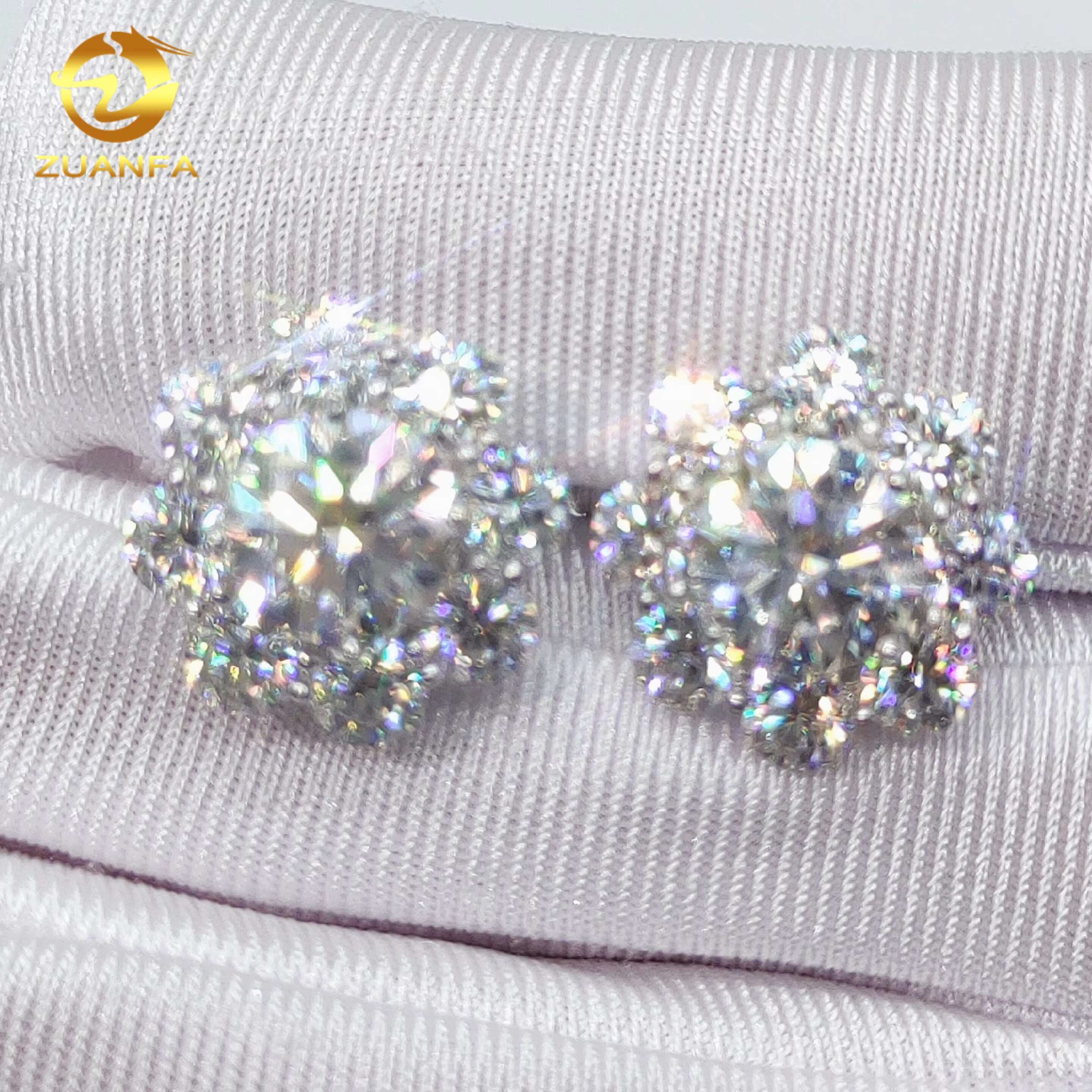 925 Sterling Silver Moissanite Earrings Women Luxury Ear Studs 15mm Flower Cluster Lab Diamond Earrings
