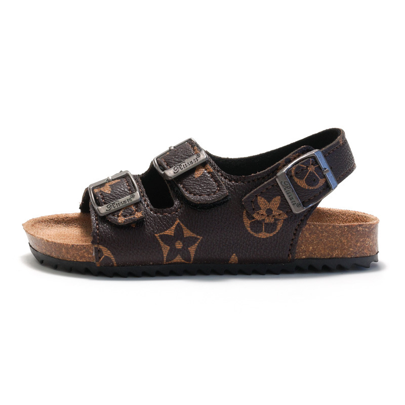 Kids sandal 2025 Spring and summer Hot Sale Boys Girls Comfortable cool sandals Breathable Children Walk Printed brown sandals size 22-35