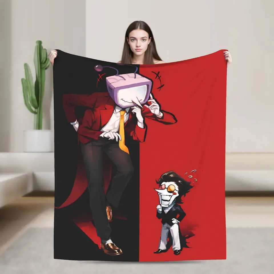 Spamton And Tenna Child Of Divorce Deltarune Game Blanket Super Warm Plush Throw Blanket For Outdoor Flannel Bedspread Bed Cover C251111