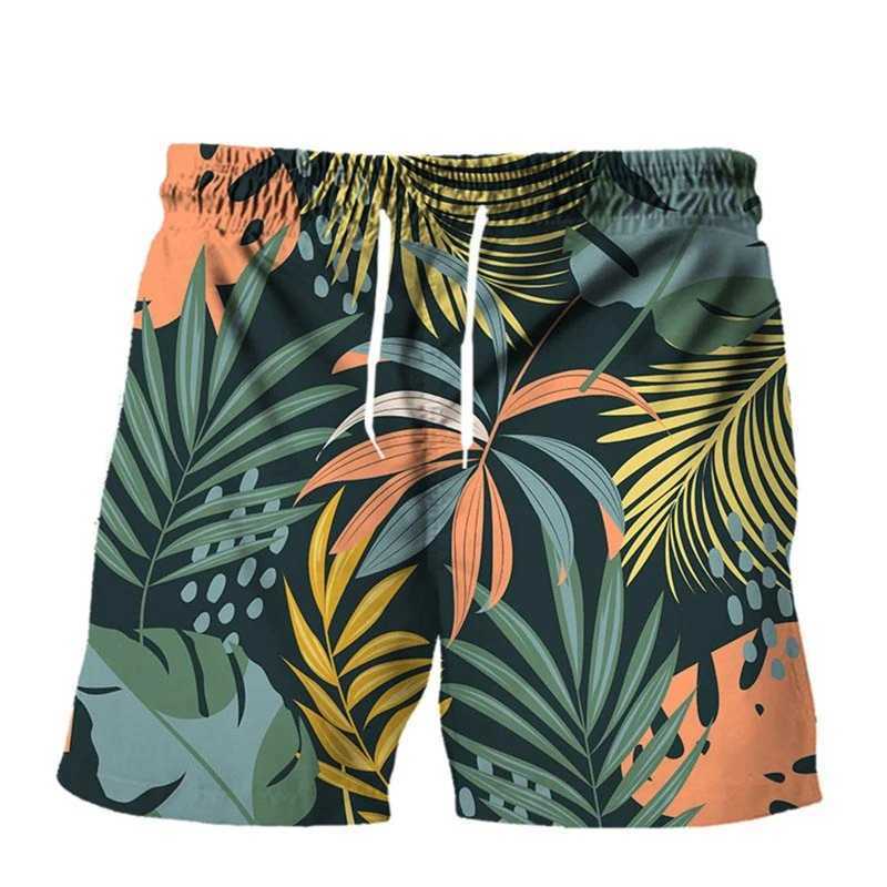 Tropical plant pattern 3D printing beach shorts mens retro swimming shorts summer Hawaiian vacation shorts quick dryingW250410