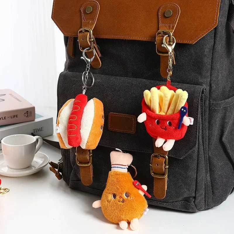 Cute French plush doll keychain cartoon burger hot dog French fries bread keychain creative food bag pendant W250411