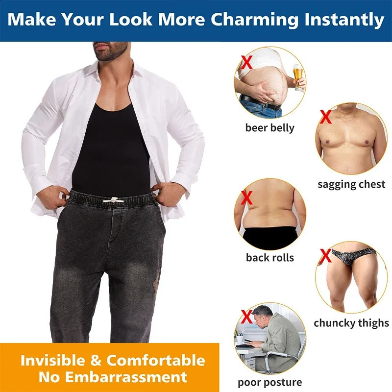 Sleeveless Bodysuit Men Full Body Shaper Compression Undershirt Shapewear Tummy Control Faja Para Hombres Slimming Vest 250409