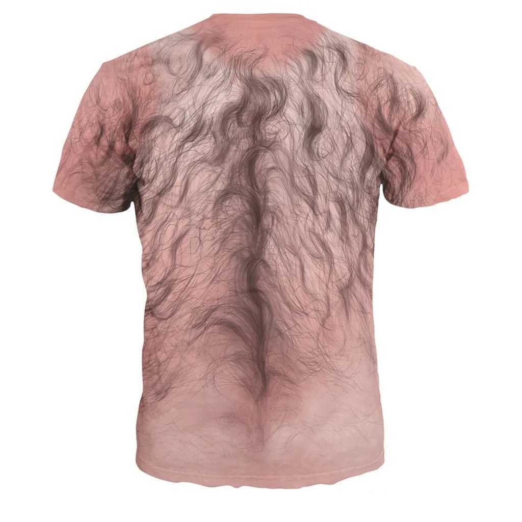 Interesting mens 3D hair printed T-shirt short sleeved ugly summer T-shirt mens top M250411