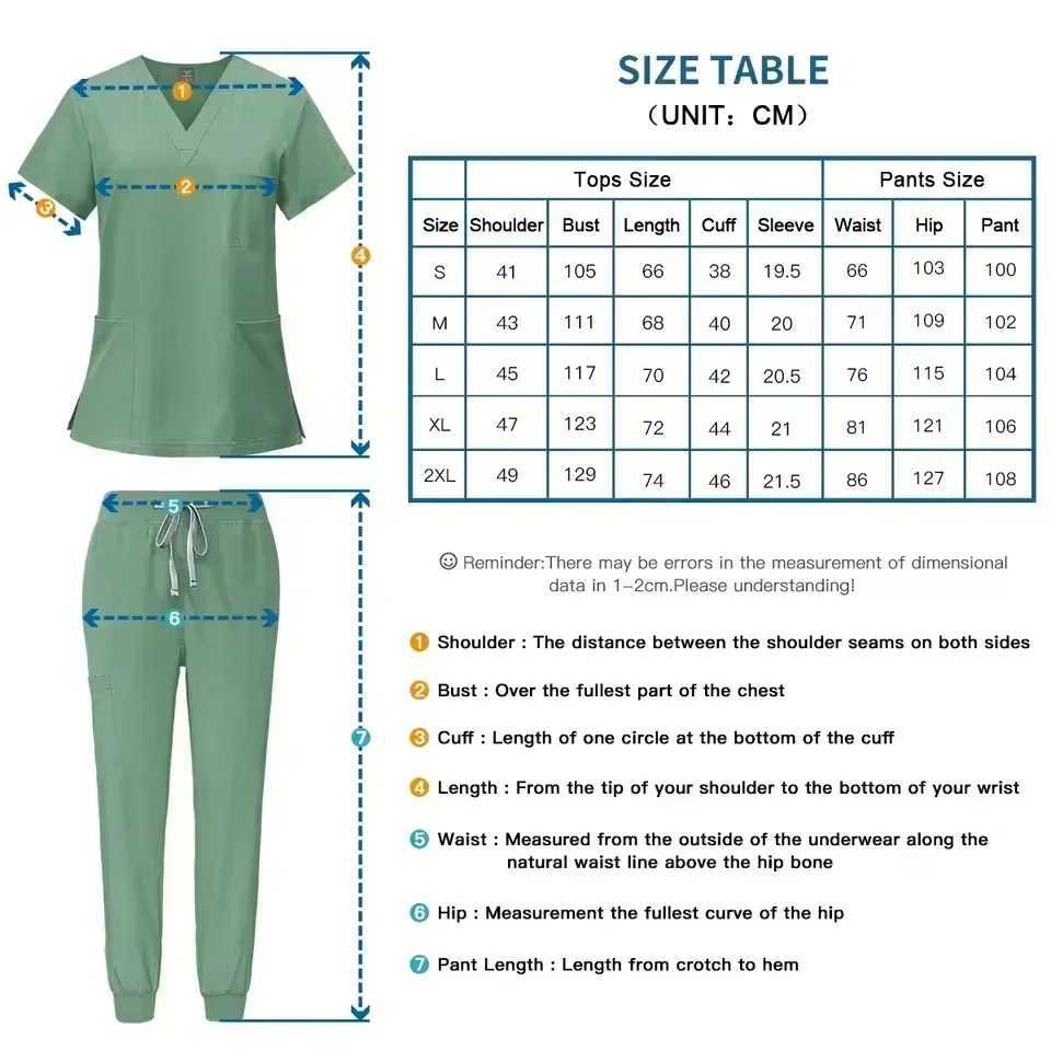 Multi color jogging set doctors nursing uniform short Slve V-neck top pocket pants nurses washer set medical clinical clothing X2504104