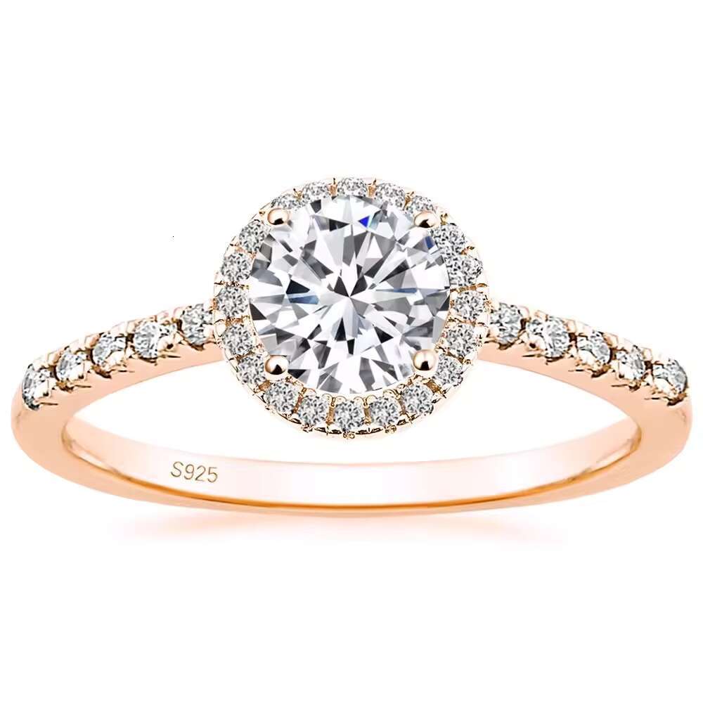 Womens Stylish 925 Sterling Silver Wedding Rings 18K Gold Plated Moissanite Engagement Customizable Accessory Trendy Parties