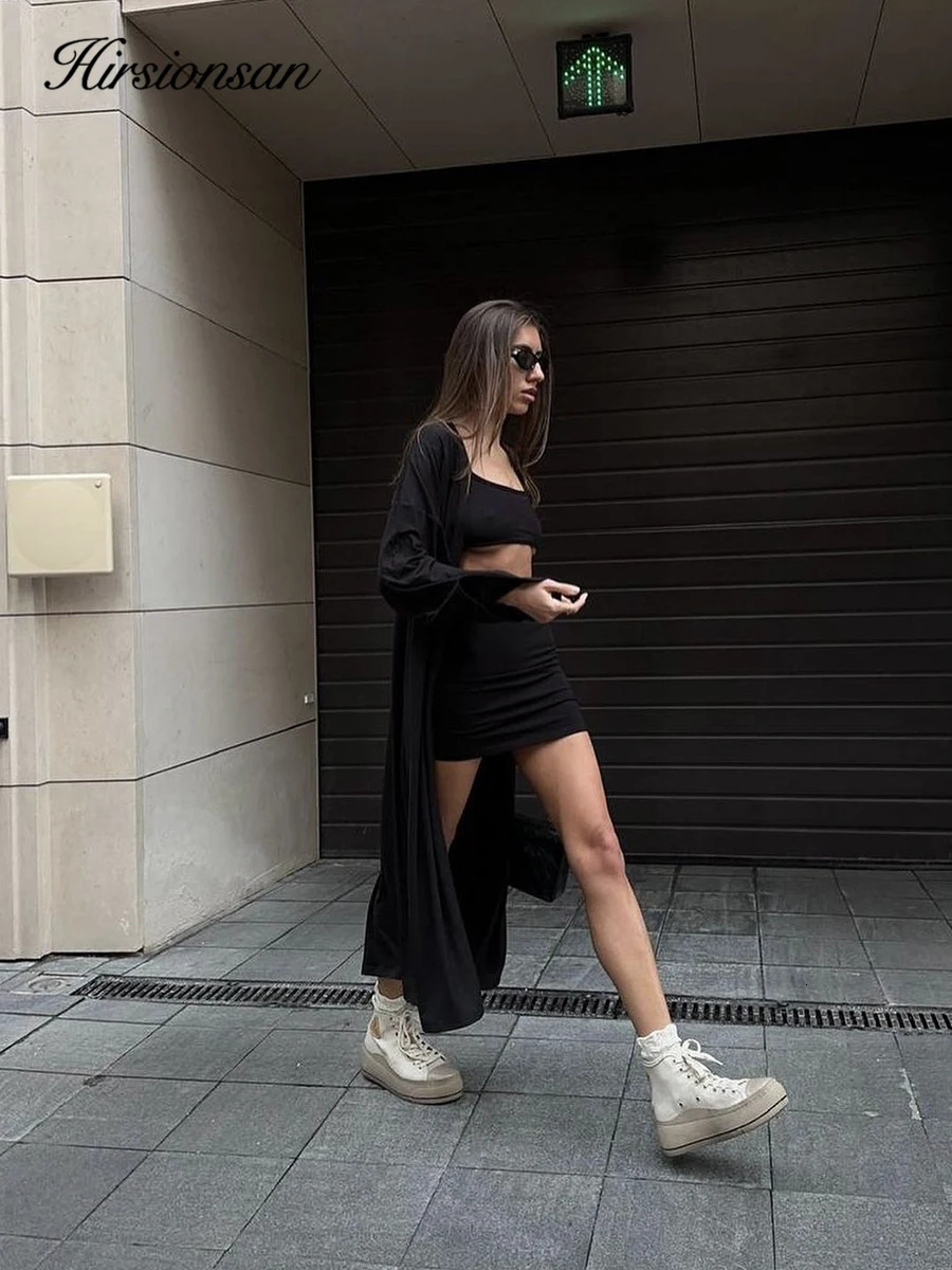 Hirsionsan Modal Soft Loose Sets Women Casual Two or Three Pieces Long Sleeve Cardigan High Waist Dresses Outfits Tracksuit 251105