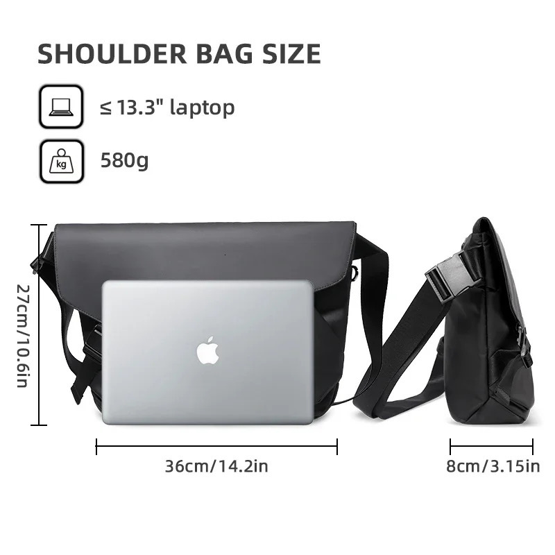 Hk Mens Shoulder Bag Water Repellent Messenger Sling Large Crossbody Packs Fit 13 inch Ipad Business Travel School Bags 251110