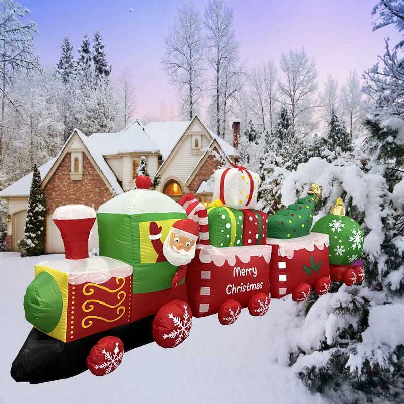 Christmas Christmas Decorations Santa Drive Train 36M/12FT Built-in LEDs Inflatable Toys Model Outdoor Ornament Xmas Party Garden Decor Y251111
