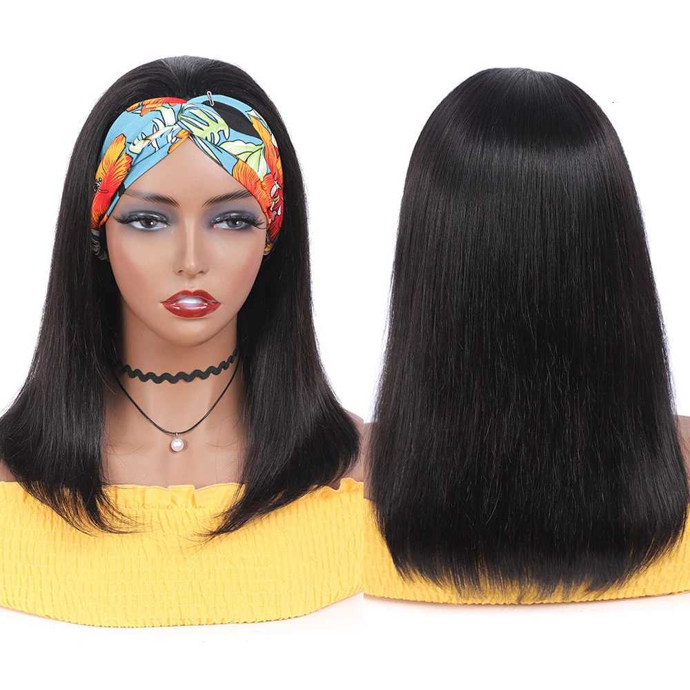 Headband Wig Human Hair Bone Straight Human Hair Wigs Full Machine Made Peruvian Human Hair Wigs For Black Women Easy to Go 180T251111