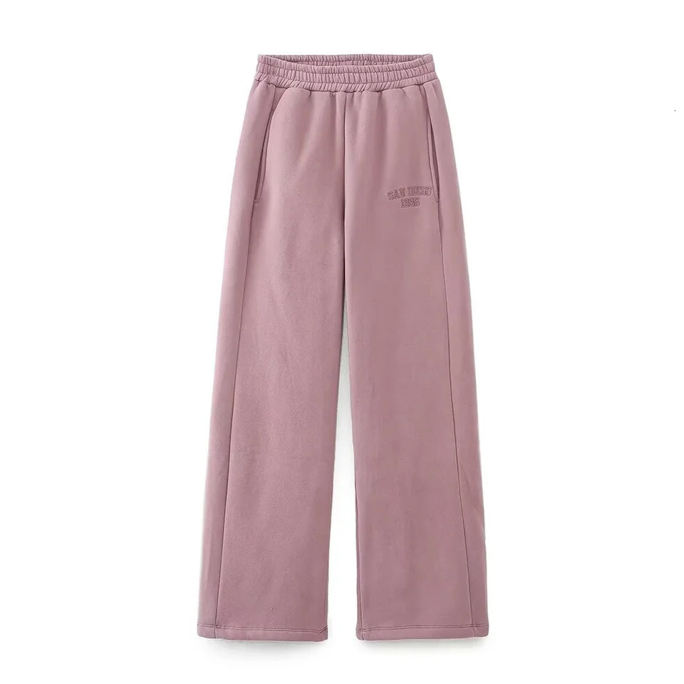 PBZA Winter Womens Clothing Simple Letter Embroidered Stand up Collar Short Hoodie High Waist Wide Leg Pants Set 251106