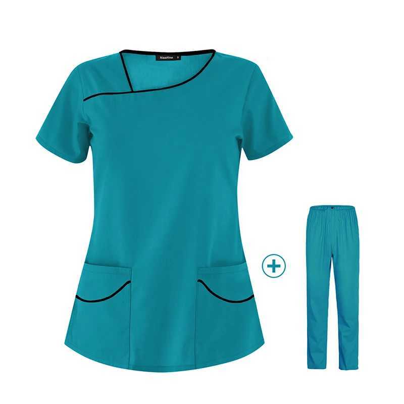 S-2XL Short Slve Medical Nursing Uniform Doctor Come Sn Clinic Working Health Care Services Suits Blouse X2505281