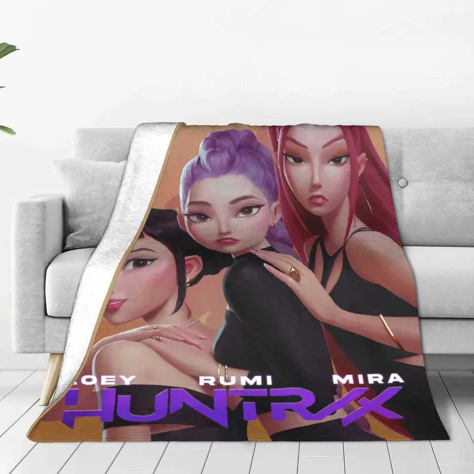 kpop Demon Hunters Huntrix Flannel Blanket Winter Soft Warm Throw Blanket for Girls Boys Home Decor Funny Bedspread Bed Cover C251111