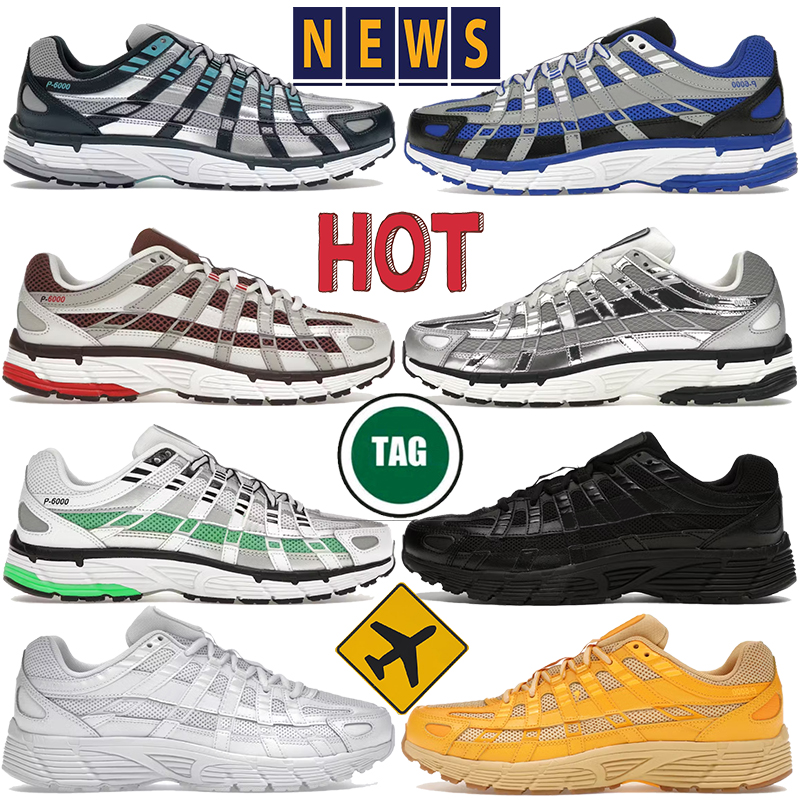New P6000 mens designer running shoes Metallic Silver Triple black white Spring Green Cool Grey University Gold Racer Blue men women sports sneakers trainers