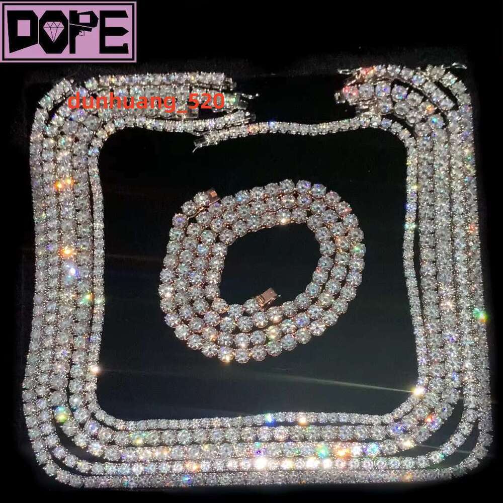 Wholesale 3Mm 4Mm 5Mm Necklace Sterg Sier Iced Out Moissanite Tennis Chain