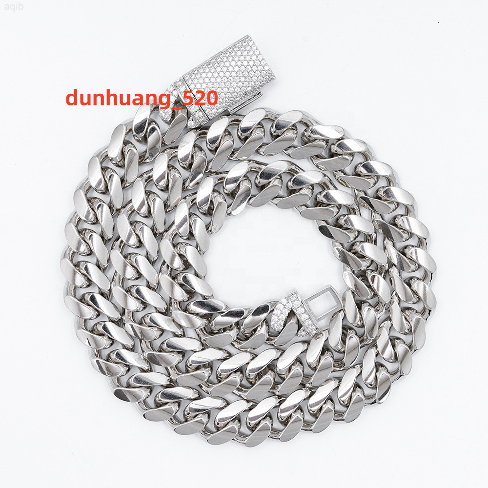 New Arrivals Trend Hip Hop Iced Out Moissanite Clasp 12mm Cuban Link Chain Men Silver Hand Chain