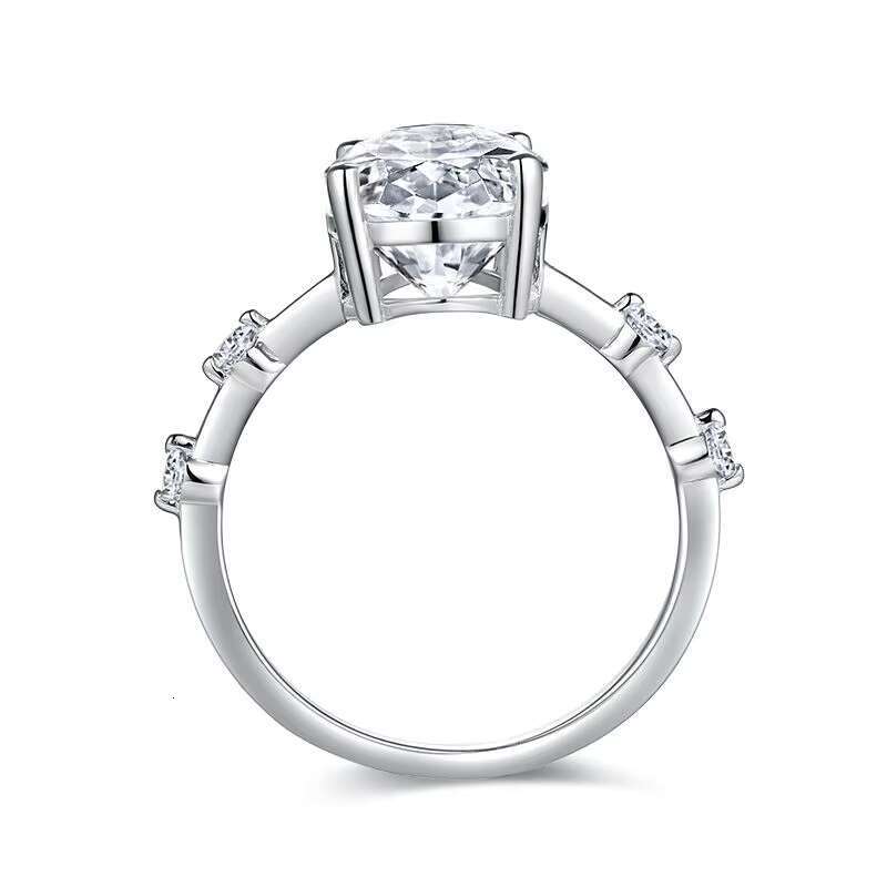 Cross-Border Independent Stations Sell Classic Oval 4.5 Karat 8*12mm Mosan Diamond S925 Silver 18K Gold Gemstone Ring for Women