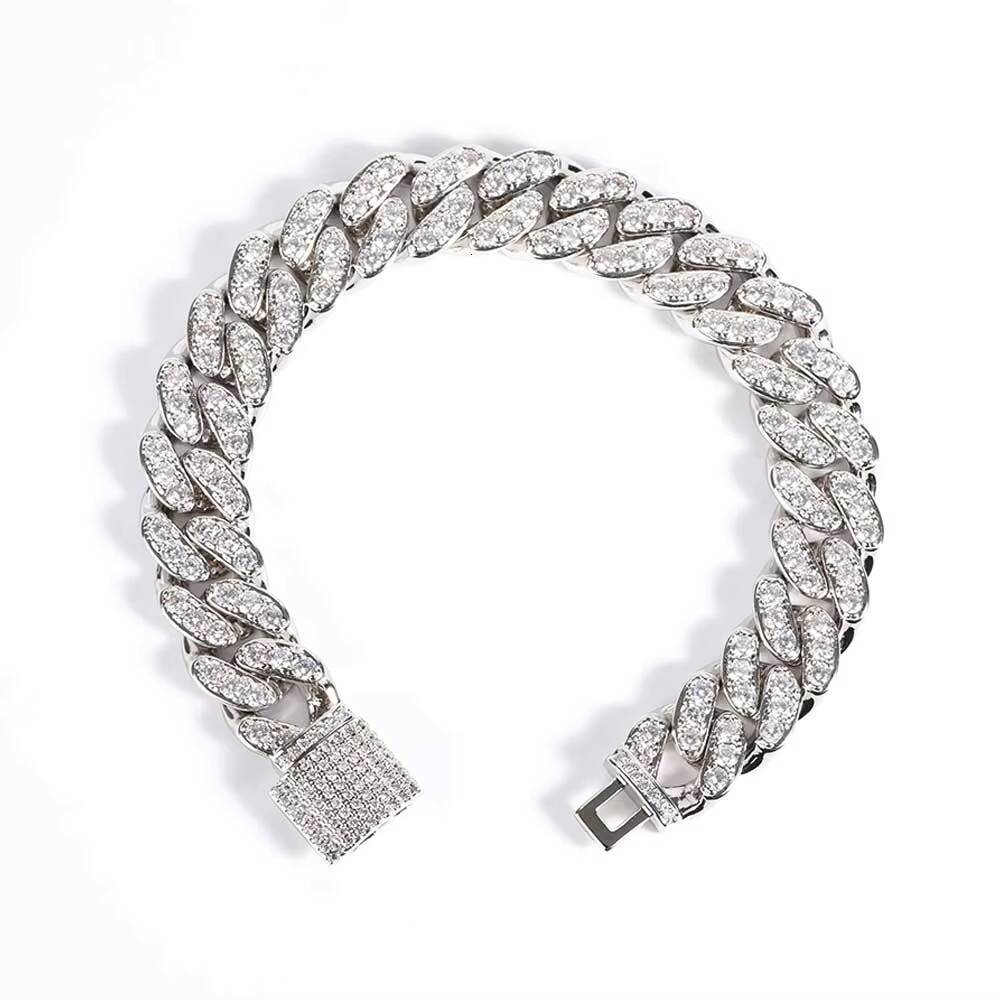 12mm Hip Hop Iced Out Cuban Link Necklace for Women Micro Pave Shiny Moissanite Cuban Chain with 925 Sterling Silver