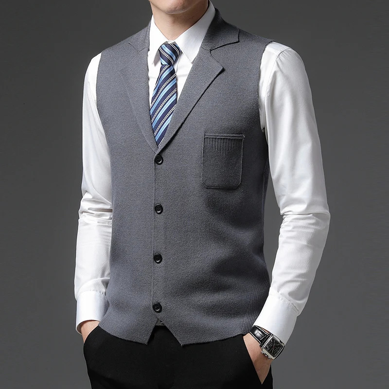 Level 4 Super Antipilling Top Grade Pleuche Autum Lapel Fashion Knit Cardigan Casual Korean Sweater Vest Sleeveless 251104