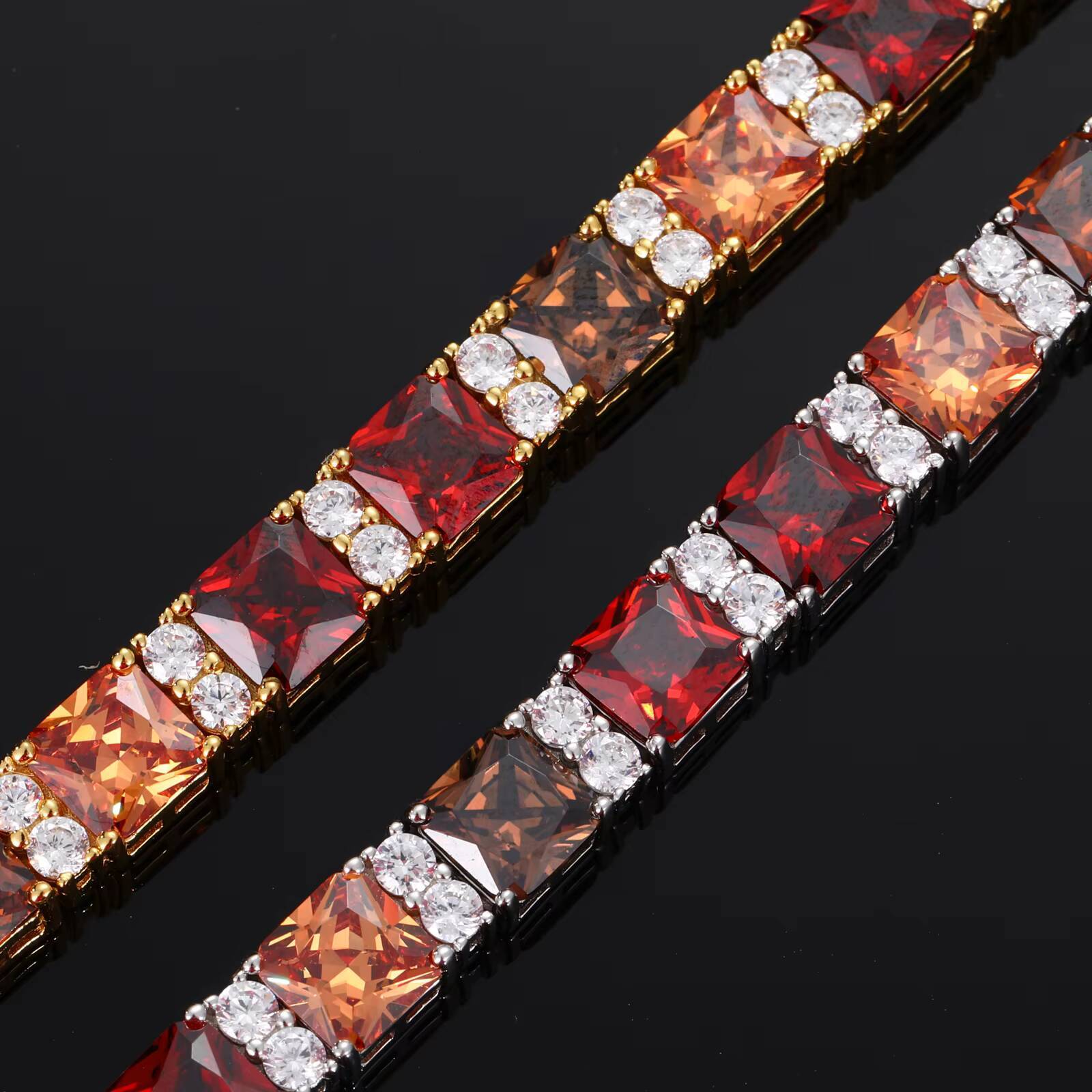 Fashion Jewelry Unisex 925 Sterling Silver VVS Moissanite Diamond Princess Cut Mocha Mousse Brown Moissanite Tennis Bracelet