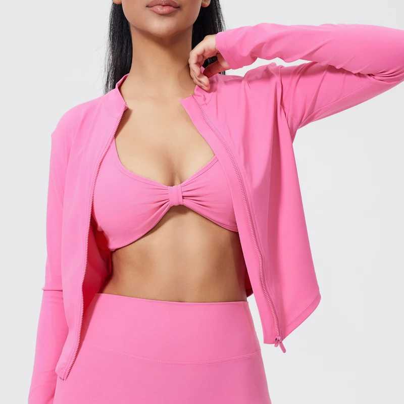 QINACTIVE womens fitness jacket quick drying tight zipper yoga top sports long skirt running yoga jacketW250411