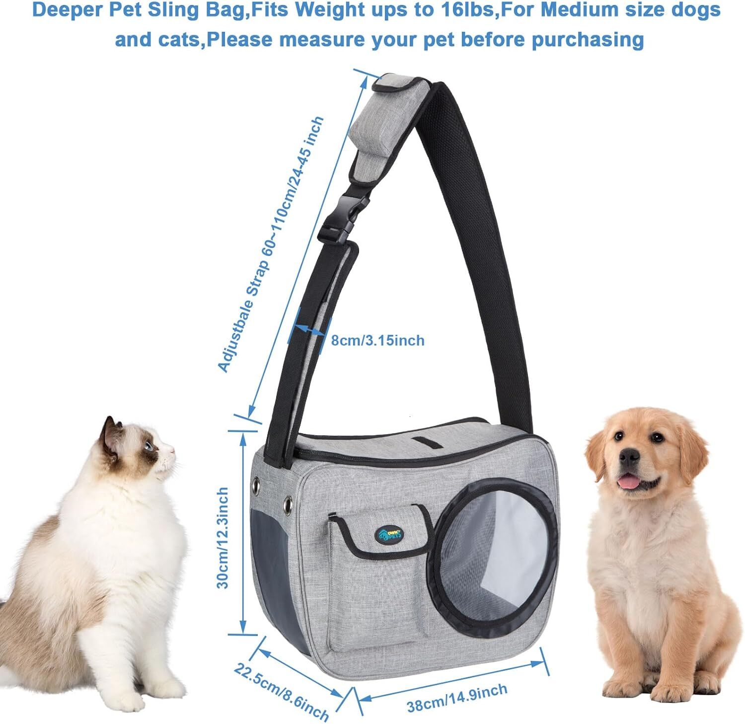 ownpets pet sling pet airline travel bag suitable for small dogs weighing 1015 pounds comfortable and adjustable perfect for aviation travel daily wal