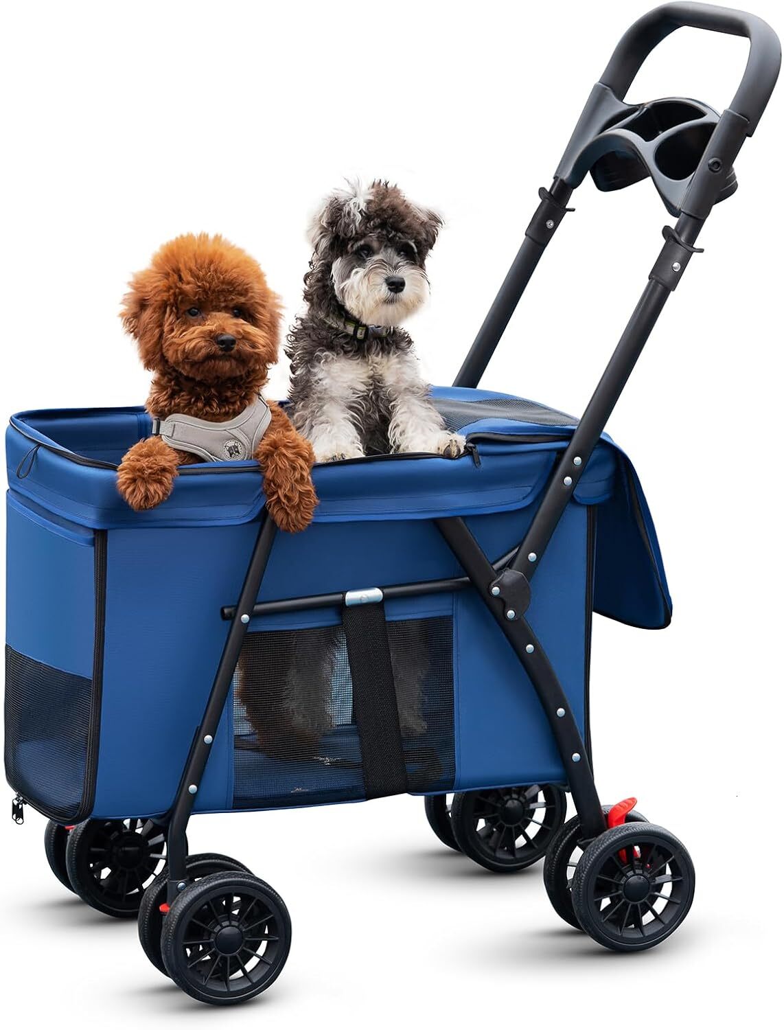 pet cart cat and dog cart travel folding pet strap blue