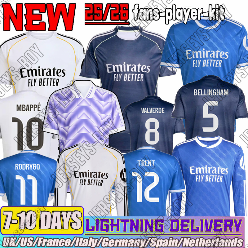 25 26 camiseta reals madrid Soccer Jerseys kits MBAPPE VINI JR BELLINGHAM Valverde RODRYGO MODRIC Arda Guler 2025 football shirt kids fans player adults kids kit