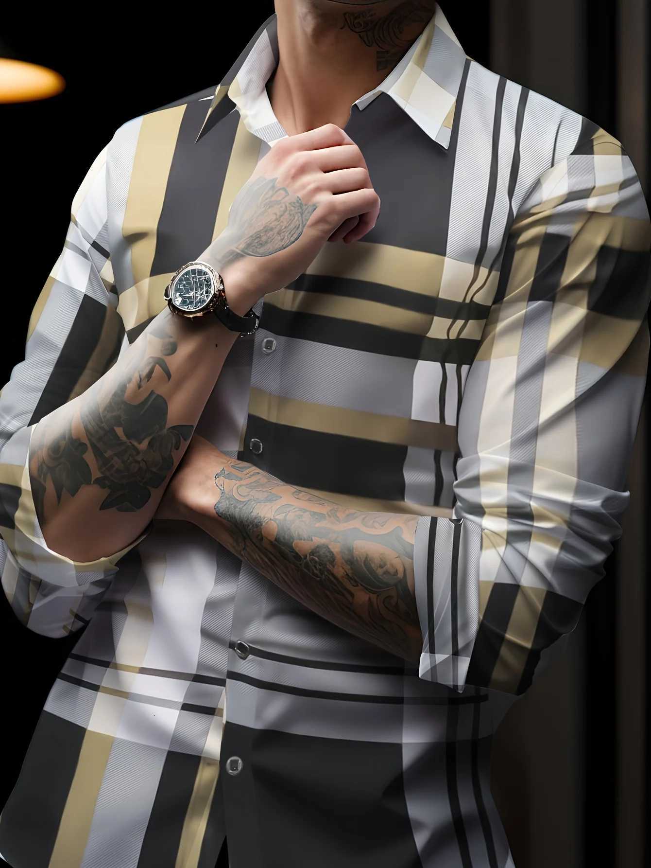 Mens Stylish Long Sleeve Casual Lapel Shirts Casual Tops Breathable Full Sleeve Shirt For Men Daily Basic Business Shirt K251110