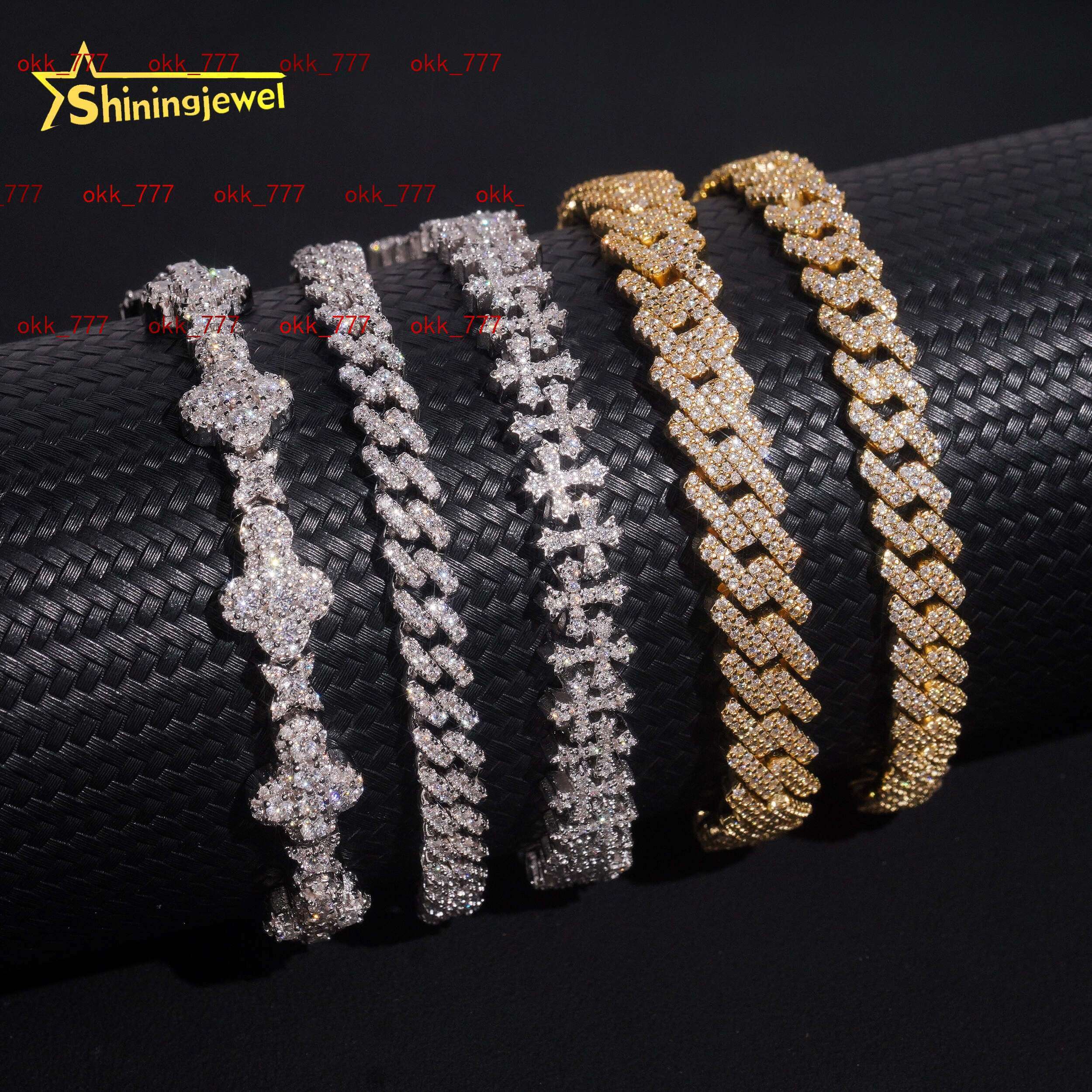 Hot Sale Iced Out Cuban Link Bracelet 925 Sterling Silver Gold Plated Pass Diamond Test VVS Moissanite Cuban Bracelet