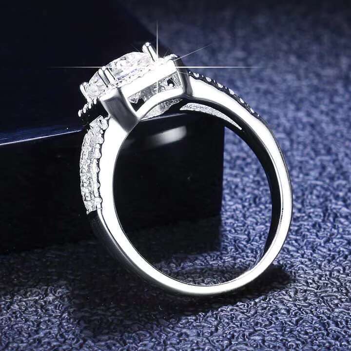 S925 Sterling Silver Ring Mosang Stone Ring Proposer Girl 1 Diamond Ring Factory Wholesale