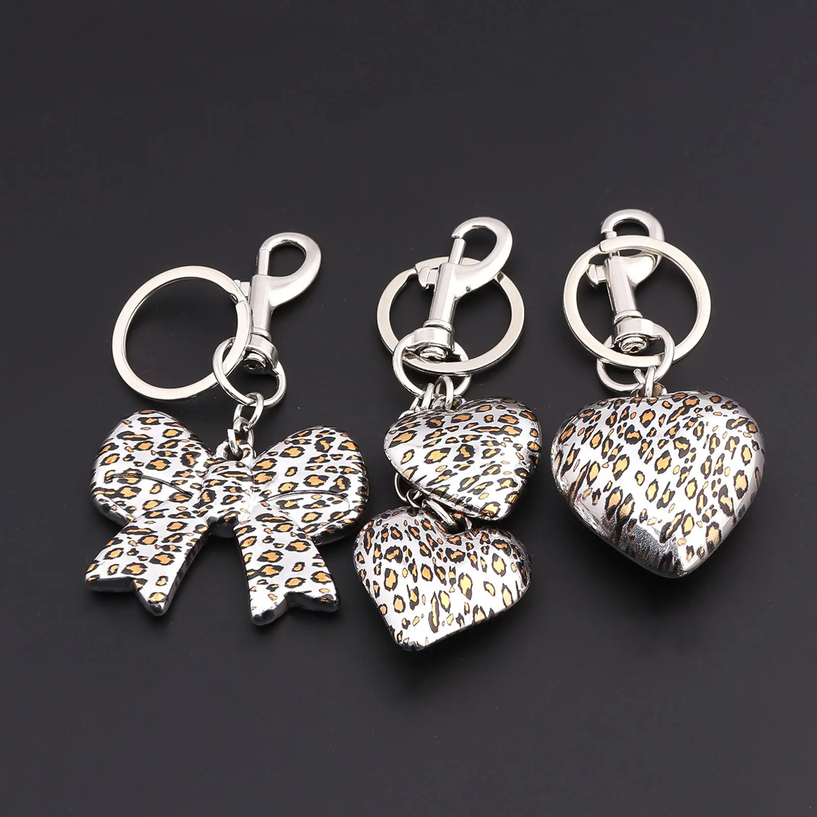 Womens Bag Pendant Leopard Print Bow Heart Keychain Zinc Alloy Pendant Men And Women Jewelry Bag Accessories Gift 251110