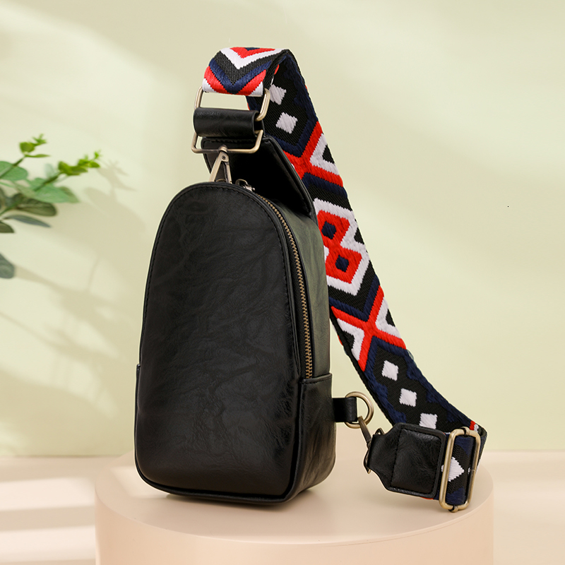 Women Chest Bag Sling Bag, Guitar Strap Small Crossbody PU Leather Satchel Daypack ddmynov
