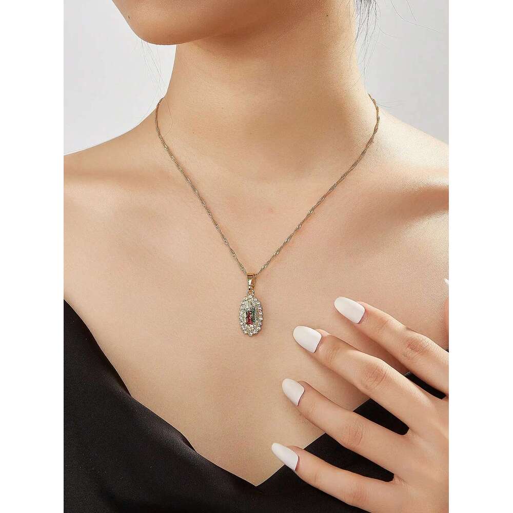 1pc Fashion Simple Ladies Virgin Mary Mother Pendant Necklace