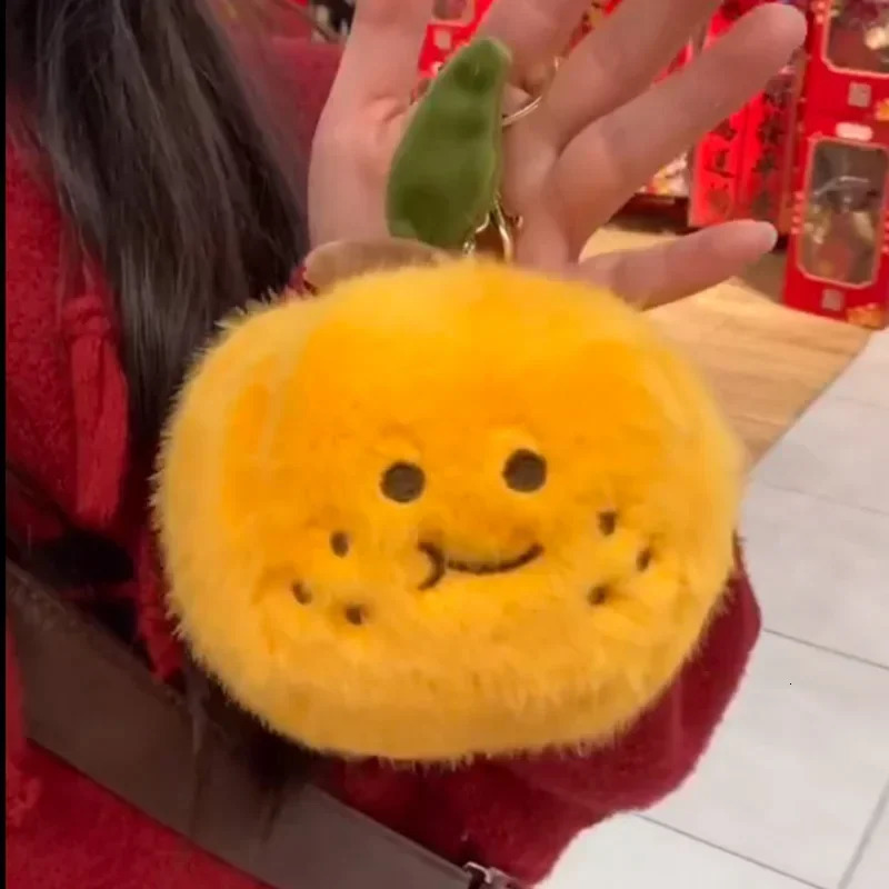Kawaii Peelable Orange Segments Fruit Plush Toy Stuffed Soft Simulation Food Keychain Backpack Pendant Cartoon Toy Doll Kid Gift 251110