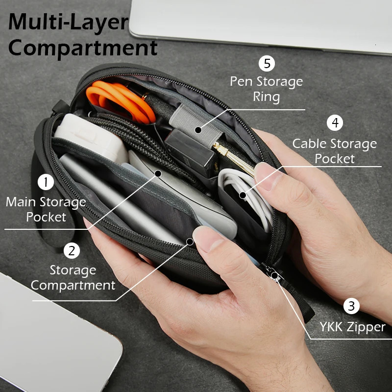 BANGE Water Resistant Electronic Travel Bag Organizer for Tech Pouch Cable Case Digital Portable Handle Accessories Storage Bag251111